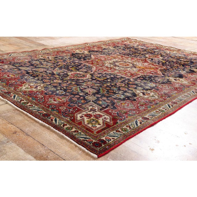 Eggplant Antique Persian Tabriz Rug, 06'07 X 09'05 For Sale - Image 8 of 10