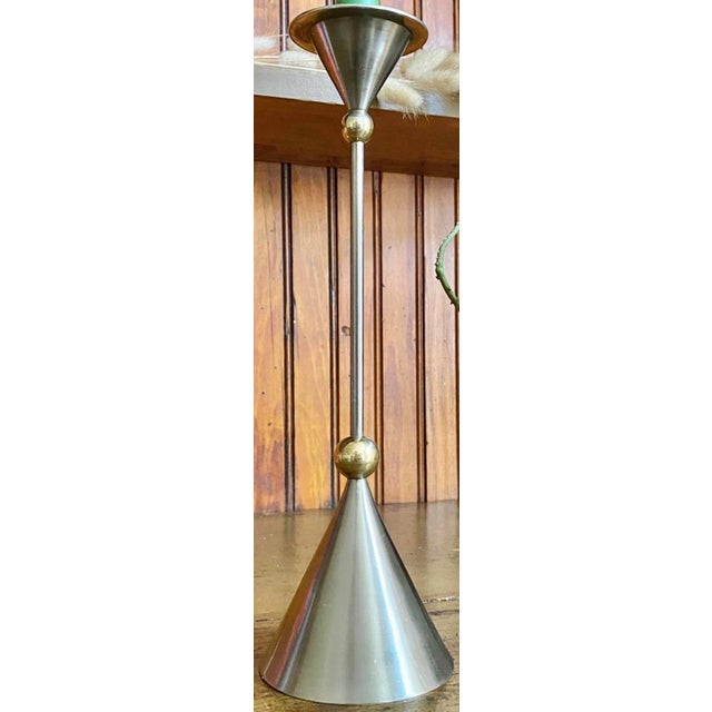 Silver Postmodern Memphis Milano-Style Sculptural Candle Holder For Sale - Image 8 of 8