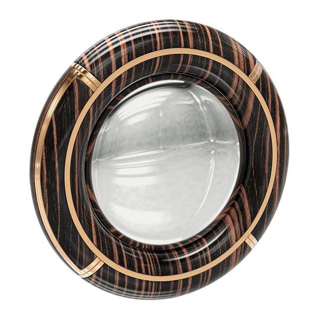 "Sparrow" Convex Wall Mirror With Bronze Details, Handcrafted For Sale In Los Angeles - Image 6 of 9