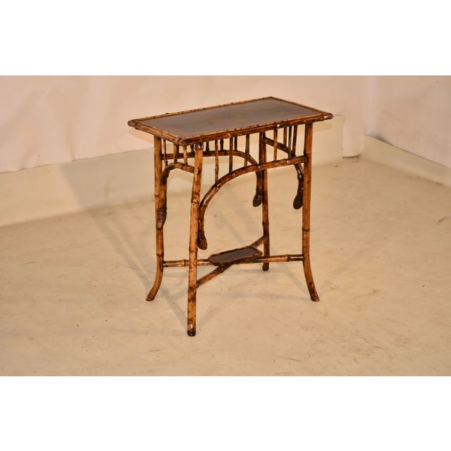 19th Century French Tortoise Bamboo Side Table With Chinoiserie Decoration For Sale - Image 4 of 8