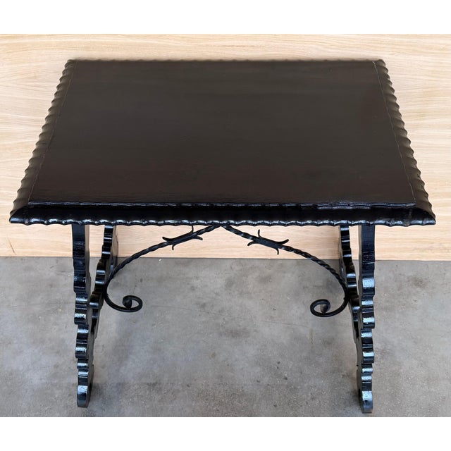 19th Century Ebonized Baroque Spanish Side Table with Lyre Legs For Sale - Image 4 of 18