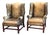 Pair of 19th Century English Leather Wing Back Chairs For Sale
