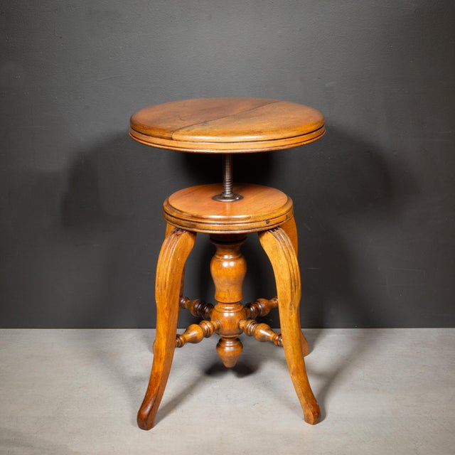 Late 19th C. Adjustable Piano Stool c.1880 For Sale - Image 9 of 9