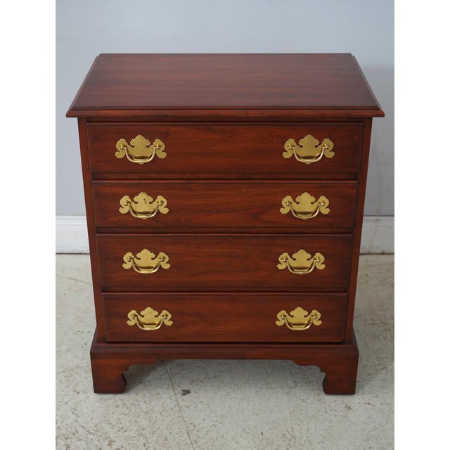 Chippendale Pair of Henkel Harris Cherry Nightstands For Sale - Image 3 of 18