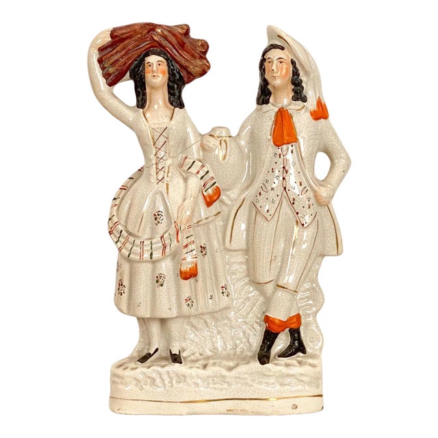 Circa 1880 Staffordshire Figure of a Man and Woman, England For Sale