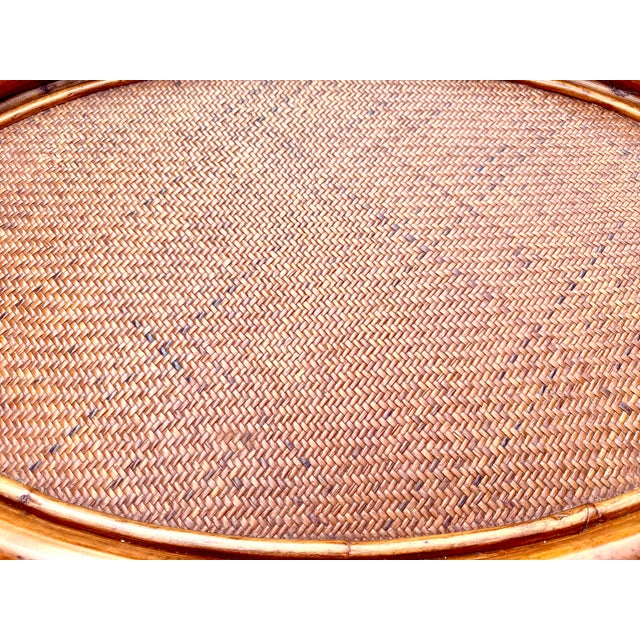 Tan Vintage Palecek Rattan Bamboo Table With Three Tiers For Sale - Image 8 of 11