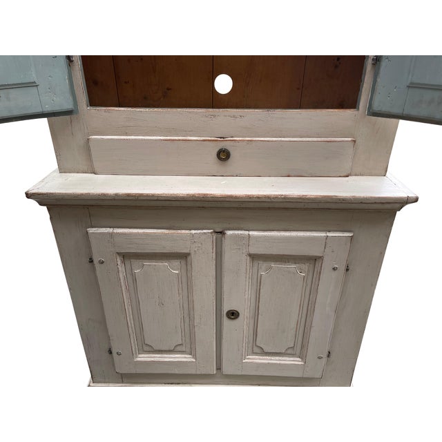 Wood Swedish Gustavian Cupboard/ Highboy in Lime Washed Finish, 19th Century For Sale - Image 7 of 18