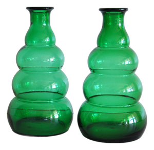 Green Glass Vases by Edvin Ollers for Limmareds Glasbruk, Sweden, 1940s, Set of 2