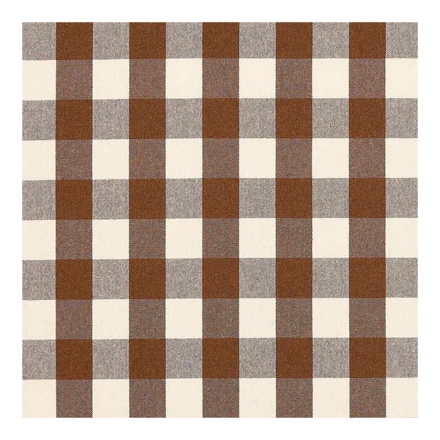 Schumacher Dutton Buffalo Check Fabric in Coffee For Sale