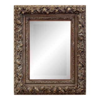 Late 19th Century Ornate Deep Framed Beveled Mirror With Roses, Blossoms & Buds For Sale