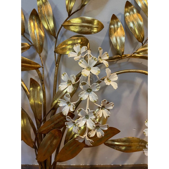 Mid 20th Century Mid 20th Century Hans Kögl Gilt Metal Floral Lighted Wall Sconce For Sale - Image 5 of 12