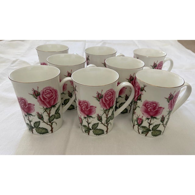 Vintage Otagiri Japan Pink Rose Print w/24K Gold Rim Coffee/Tea Cups a Set of 8 Such a pretty coffee cup, love the bright...
