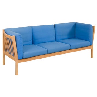 Mid-Century Danish Deep Blue 3-Seater Sofa attributed to Stouby, 1980s For Sale