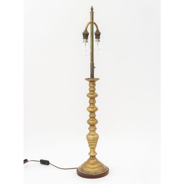 19th Century Dutch Brass Candlestick Mounted as a Table Lamp For Sale - Image 5 of 5