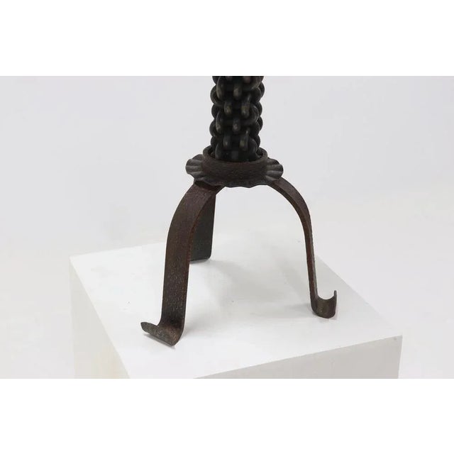 Brutalist Sculptural Wrought Iron Candleholder, 1960s For Sale - Image 4 of 10