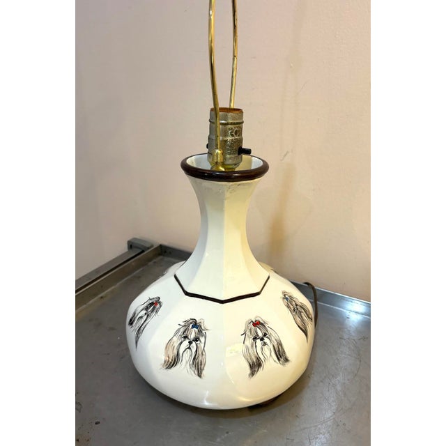 1960s Ceramic Shih Tzu Lamp For Sale - Image 4 of 5
