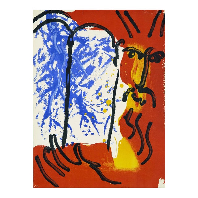 1956 Verve Bible Chagall Original Lithograph Moses 3 For Sale
