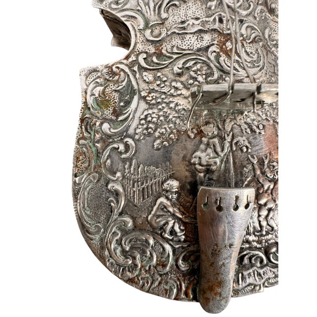 Metal The 1880s Hanau Cello: A Virtuoso Repoussé Musical Miniature For Sale - Image 7 of 17