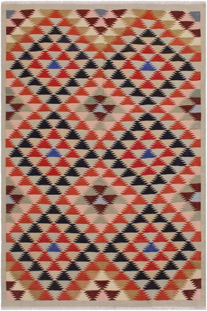 Geometric Kilim Hand-Woven Wool Rug -4'7" X 6'5"