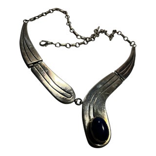 Vintage Native American, Wilson Padilla, Sterling, Silver and Sodalite Necklace For Sale