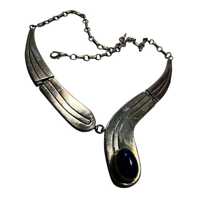 Vintage Native American, Wilson Padilla, Sterling, Silver and Sodalite Necklace For Sale