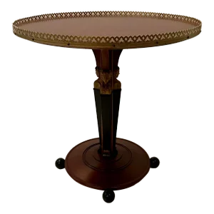 Regency Style Mahogany Ebonized & Gilded Side Table With Figural Base
