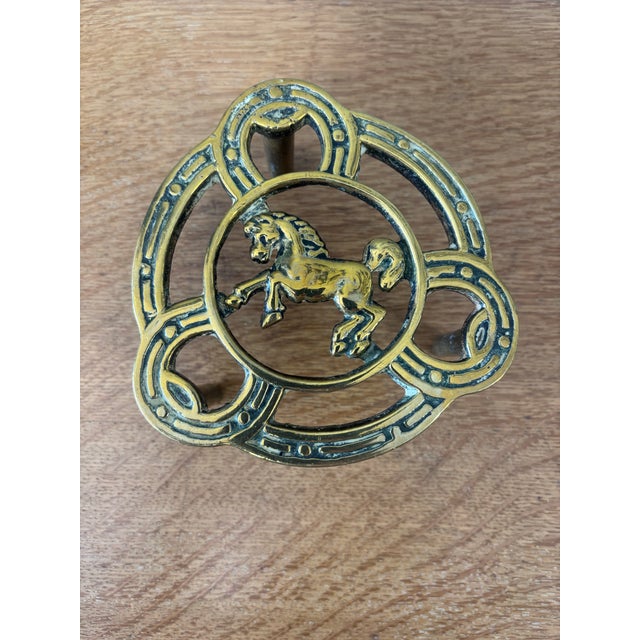 English Vintage English Brass Equestrian Themed Trivet For Sale - Image 3 of 7