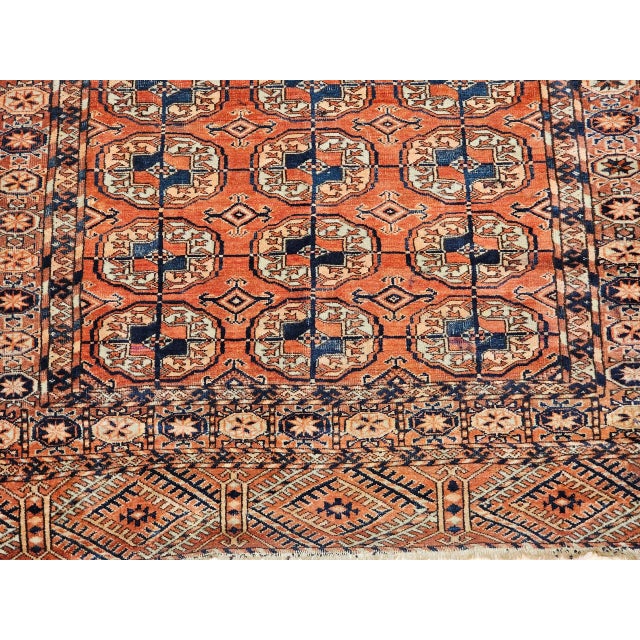 Vintage Turkmen Tekke Area Rug, Wool Pile, Brick-Red, Early 1900s For Sale In Chicago - Image 6 of 12