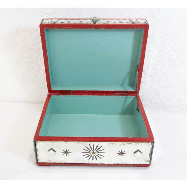 French Beveled Glass Underglaze Painting Box, 1950 For Sale - Image 10 of 14