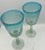 Tall Hand Blown Aqua Ombre Art Glass Goblets - A Pair For Sale - Image 4 of 6