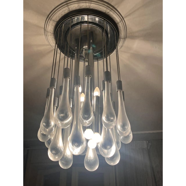 Vintage Chandelier in Chrome Steel and Murano Glass from Venini, 1970s For Sale - Image 13 of 17