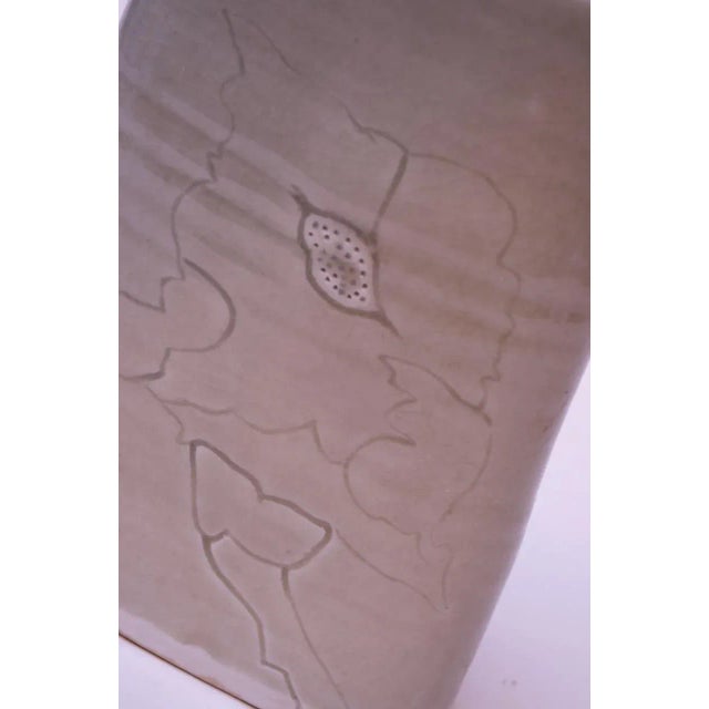 Studio Stoneware Pale Green Floral Vase Signed Pollack, 1976 For Sale - Image 9 of 13