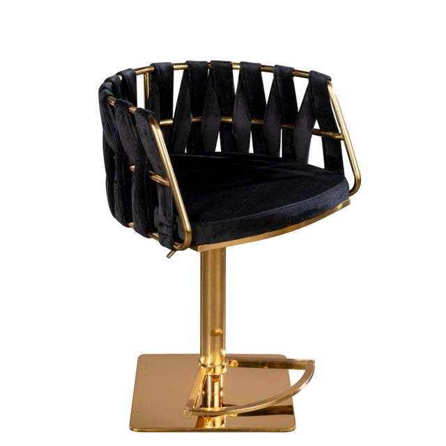 You can use this swivel and adjustable chair at any seat height between 22" and 32". Waived black velvet fabric is used to...