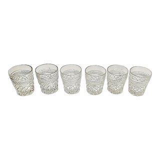Vintage Waffle Design Double Old Fashioned Glasses- Set of 6 For Sale