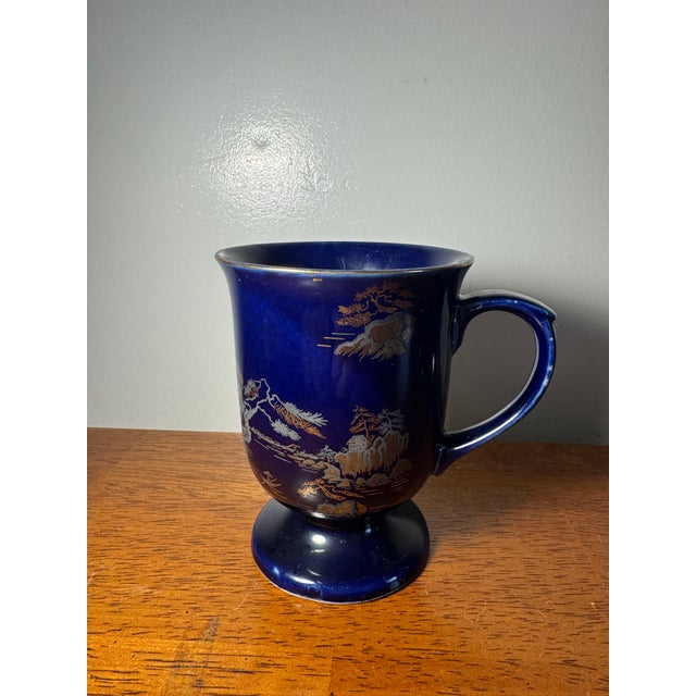 Vintage Blue Oriental Peacock & Crane Coffee Tea Mugs Set of 3 Japan Style For Sale - Image 15 of 15
