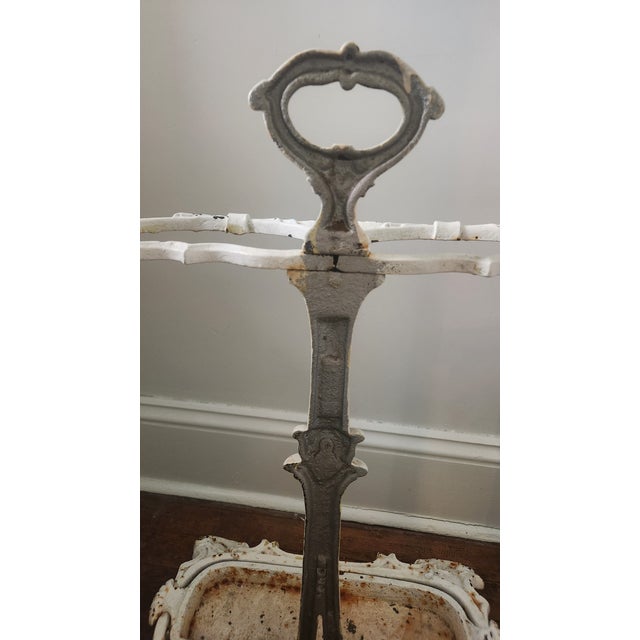 Antique Victorian Cast Iron Umbrella Stand in Original White Finish, Circa 1900 For Sale - Image 15 of 17