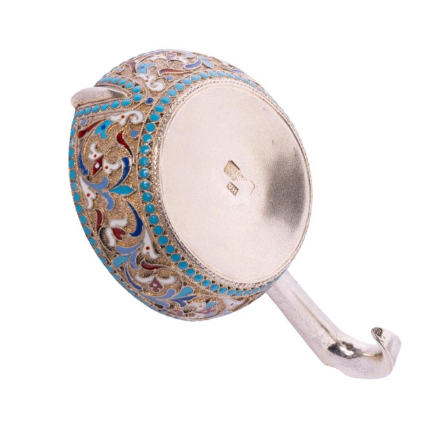 Antique Imperial Russian Silver Gold Enamel Kovsh Nikolai Antipov Moscow 1896 For Sale - Image 9 of 11