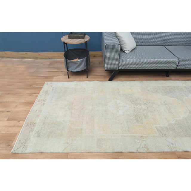 Textile 1970s Vintage Handmade Wool Cotton Turkish Beige Runner Rug For Sale - Image 7 of 11