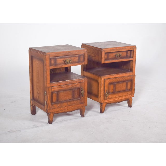 Portuguese Oak Bedside Tables, 1980s, Set of 2 For Sale - Image 4 of 11