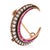 Victorian Late 19th Century Victorian Old European Cut Diamond Ruby 18k Rose Gold Crescent Brooch For Sale - Image 3 of 5