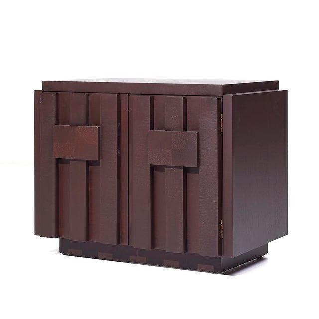Lane Staccato Brutalist Mid Century Walnut Nightstands - Pair For Sale - Image 9 of 11