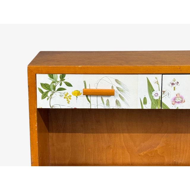 Swedish Modern, Nordens Flora Bookcase, Birch, Floral Lithographs, Sweden, 1940s For Sale - Image 9 of 15