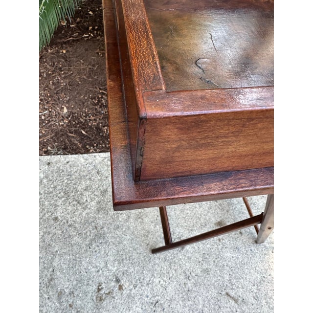 Wood Antique Butler's Serving Tray on Stand, English Country House, Folding, Georgian Style For Sale - Image 7 of 12