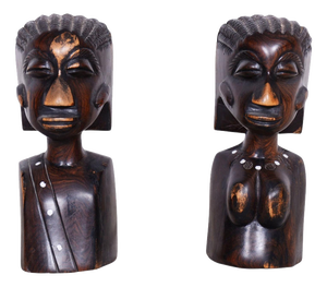 Vintage African Bookends in Lacquered Ebony, 1920s, Set of 2