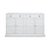 Two long drawers sit above four doors in a solid-pine case painted white from the plinth to the top edge. Ring pulls hang...