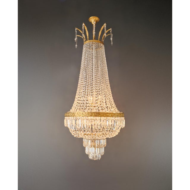 An impressive chandelier with a clear architectural presence and refined proportions. Fully restored in our Berlin...
