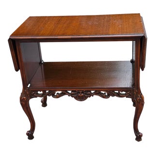 Imperial Grand Rapids Louis XVI Style Carved Mahogany Drop Leaf Side Table For Sale