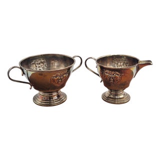 Silver-Plated Sugar Bowl and Creamer, 1890s, Set of 2 For Sale