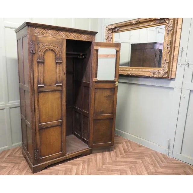 Arts and Crafts Hallway Wardrobe in Oak, 1950s For Sale - Image 6 of 8