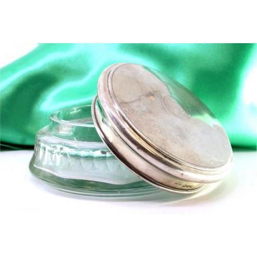 Cut Glass Box with Removable Silver Lid and Monogram Card For Sale - Image 4 of 6